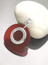 Red Round Pendant, Sterling Silver, Red Agate Stone Discs, Modern Dangle Geometric Necklace, Minimalist Women Jewelry