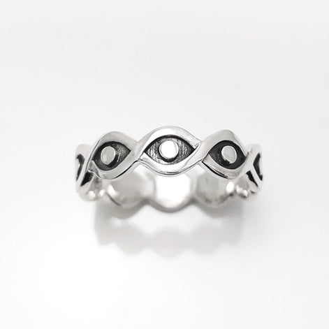 Sterling Silver Third Eye Ring • Evil Eye Protection Jewelry • Good Luck Talisman Band