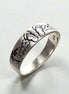 Hawai Beach Sterling Silver Ring with Black engraved Palm Tree and Flip-Flops  Pattern. Unique Handmade Thumb Band with a Tribal Style.