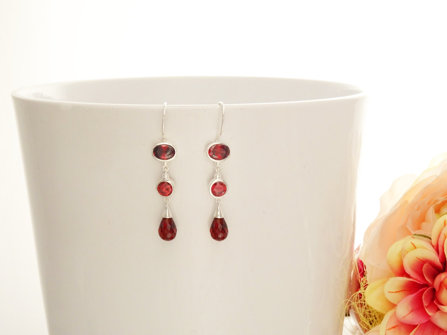Garnet Red Pendant • 925 Sterling Silver • January Birthstone