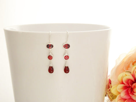 Garnet Red Pendant • 925 Sterling Silver • January Birthstone