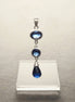 Sapphire Long pendant, Sterling Silver, Lab Sapphire Pendant, Unique Modern Jewelry, Deep Blue, Dangle 3 Stones Teardrop Set, Bezel Setting