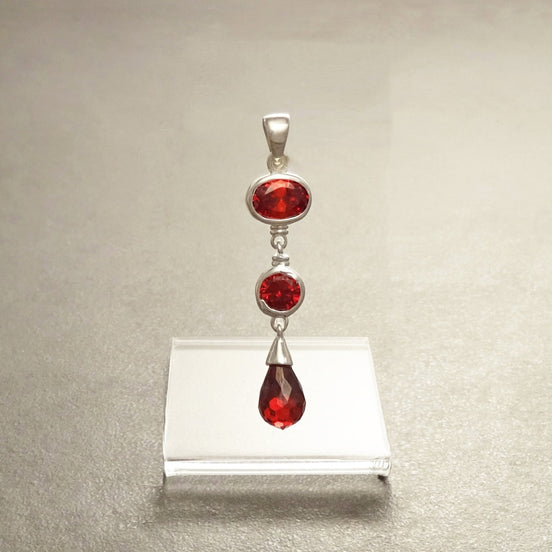 Garnet Red Pendant • 925 Sterling Silver • January Birthstone