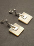 White Square Earrings, Sterling Silver, Genuine Mother of Pearl Shell Jewelry, Geometric Dangle Earrings, Woman Modern Earrings