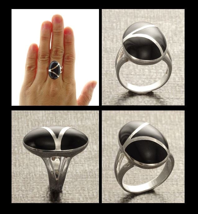 Black Oval Ring, Sterling Silver, Onyx Stone jewelry, Modern Geometric Stones Design, Woman Modern Gemstone Ring