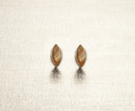 Earrings Copper-colored Mother-of-Pearl Set 925 Silver Women's Jewelry