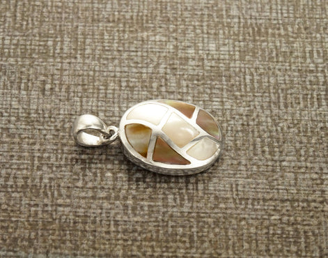 Oval Shell Pendant, Sterling Silver, White Mother of Pearl and Gold Paua Shell Necklace, Modern Geometric Stone Jewelry