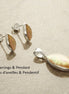 Copper-colored Mother-of-Pearl Set 925 Silver Women's Jewelry Set Pendant and Earrings