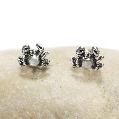 Crab Stud Earrings - Sterling Silver- 3D Crab - Seaside Memories - Sea Earrings - Ocean - Cute, Fun, Whimsical and Pretty Jewelry