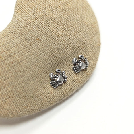 Crab Stud Earrings - Sterling Silver- 3D Crab - Seaside Memories - Sea Earrings - Ocean - Cute, Fun, Whimsical and Pretty Jewelry
