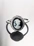 Cameo Ring - Sterling Silver Oval Black and white Resin Stone - woman face portrait cameo - Vintage band - Victorian Jewelry gift