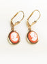Cameo Earrings – Victorian Woman Portrait, Red Resin Stone 18K gold-plated Jewelry