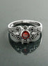 Art Deco Sterling Silver Garnet Marcasite Ring, Vintage Reissue Jewelry