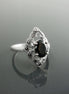 Black Marcasite Ring, Sterling Silver, Vintage Marquise Ring, Lab Black Diamond Simulant (Cz), Retro Stone Jewelry, Antique Women's Gifts