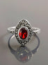 Garnet Marcassite Ring, Sterling Silver, Marquise Ring, Garnet Red Color Stone (Cz), Retro Stone Rings, Antique Jewelry, Women's Gifts