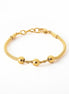 A Minimalist 18K Gold Filled Snake Chain with Triple Bead, lay on neutral background.
Product type: bracelet
Material: 18K gold filled, stainless steel
Length : adjustable 18-20cm
Width : 3mm
Clasp : lobster clasp
Color: yellow gold
Style: minimalist, dainty, elegant
Design details: snake chain, three polished beads, twisted connector detail
Best for: everyday wear, layering, gifting, minimalist jewelry lovers