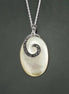 Vintage Style Sterling Silver Mother of Pearl Necklace, Art Deco Marcasite Pendant, Oval