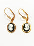 Gold Plated Cameo Earrings – Victorian Resin Portrait Lever-Backs