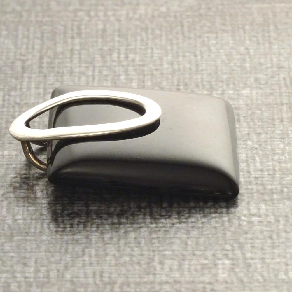Square Black Onyx Pendant, Sterling Silver Oval Bail, Minimalist Geometric Jewelry