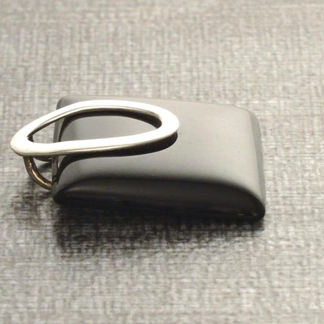 Square Black Onyx Pendant, Sterling Silver Oval Bail, Minimalist Geometric Jewelry