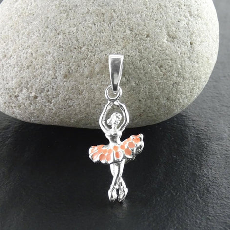Pendant Ballerina 925 Silver, Small Pendant Pink Tutu, Dance Recital Gift
