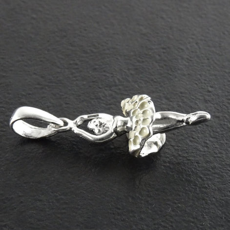 Sterling Silver Ballerina Pendant, Enameled White Tutu, Dancer Jewelry, Dance Recital Gift