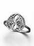 Crane Bird Ring, Sterling Silver, Spiritual Yin Yang Yoga Design, Oriental Zen Jewelry