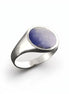 Lapis Lazuli Signet Ring, Sterling Silver Round Flat Stone, Handmade