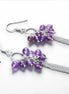 Amethyst Sterling Silver Dangle Earrings, Genuine Gemstone Drop Hooks, Woman Jewelry