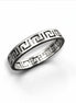 Greek Key Frieze Ring, Sterling Silver, Antique Spiral Meander Band, Eternity Long Life Jewelry