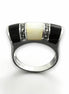 Art Deco Ring, Sterling Silver, Black Onyx Gemstone & Mother of Pearl, Vintage Marcasite Jewelry