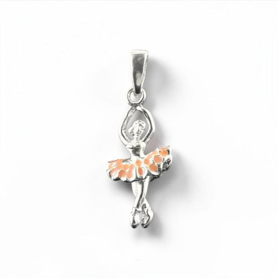 Pendant Ballerina 925 Silver, Small Pendant Pink Tutu, Dance Recital Gift