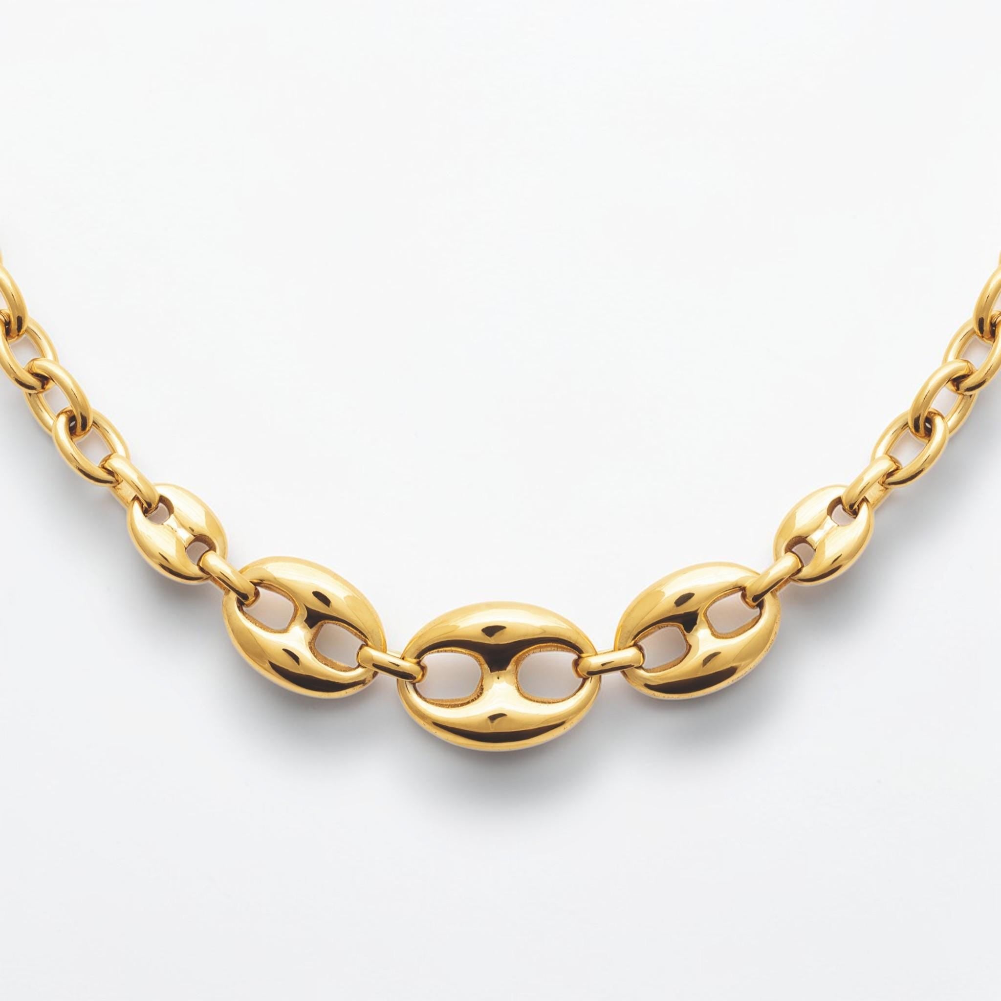 Coffee Bean Necklace • 18K Gold Filled Link Chain • Chic Jewelry • Elegant Gift for Her
