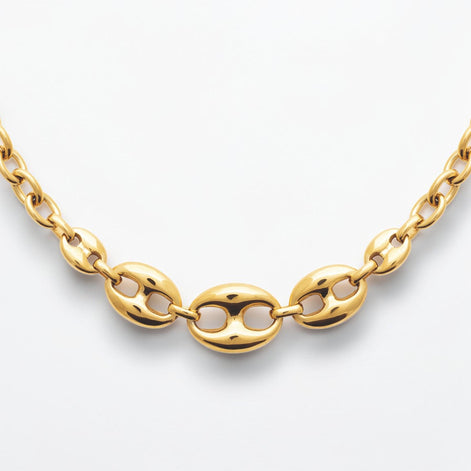 Coffee Bean Necklace • 18K Gold Filled Link Chain • Chic Jewelry • Elegant Gift for Her