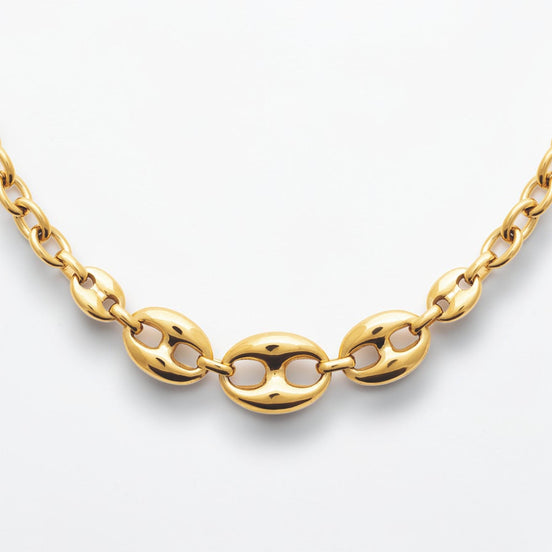 Coffee Bean Necklace • 18K Gold Filled Link Chain • Chic Jewelry • Elegant Gift for Her