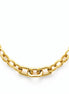 View of the necklace in a studio white background.
Product type: necklace
Material: 18K Gold Filled, stainless steel base
Color: yellow gold
Style: modern, elegant, minimalist, slightly bold
Design details: mixed link chain, paperclip-style center links, rounded oval side links, polished finish, lobster clasp, extender chain
Best for: everyday wear, layering, gifting, modern jewelry lovers, statement minimal styling