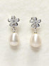 10mm White Shell Pearl Flower Earrings, Sterling Silver 925, Handmade Jewelry