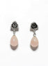 Sterling Silver Rose Earrings • Pink Quartz Dangle, Vintage Style, Flower Earrings