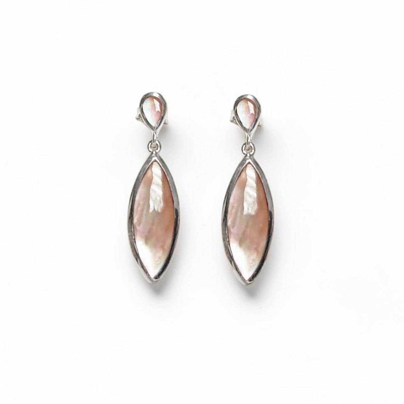 Brown Oval Earrings, Sterling Silver, GENUINE Gold Paua Shell, Geometric Oval Stone Jewelry, Modern Dangle Earrings Set