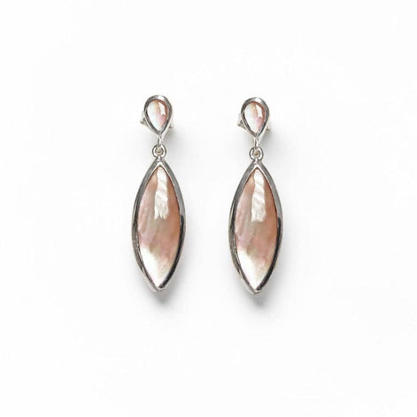 Brown Oval Earrings, Sterling Silver, GENUINE Gold Paua Shell, Geometric Oval Stone Jewelry, Modern Dangle Earrings Set