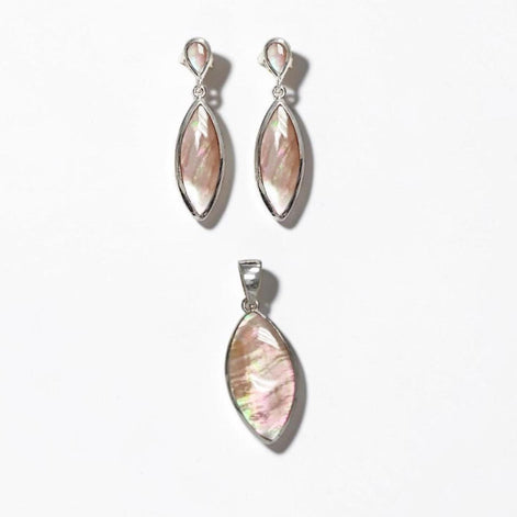 GENUINE Brown Shell Dangle Earrings, Sterling Silver, Brown Pearl with Iridescent Rainbow Highlights, Geometric Oval Shape, Minimalist