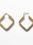 Textured Square Hoop Earrings • 18K Gold-Plated Geometric Hoops • Lightweight Modern Jewelry