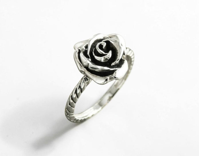 Rose Blossom Ring, Sterling Silver, Romantic Rose Flower, Engagement Ring, Handmade Rosebud Ring, Promise Jewelry, Valentine's Day Gifts