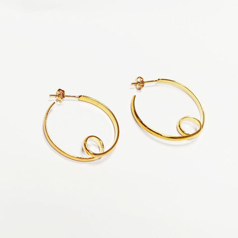 Gold Spiral Hoop Earrings • 18K Gold Plated Open Twisted Swirl Round Circle Stud Hoops • Looping Coil Scroll Loop Jewelry • Gift for Her