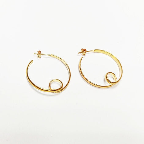 Gold Spiral Hoop Earrings • 18K Gold Plated Open Twisted Swirl Round Circle Stud Hoops • Looping Coil Scroll Loop Jewelry • Gift for Her