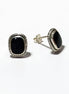 Onyx Stud Earrings - Sterling Silver Earrings - Onyx Jewelry - Oxidized Earrings - Square shape Earrings - Vintage Earrings