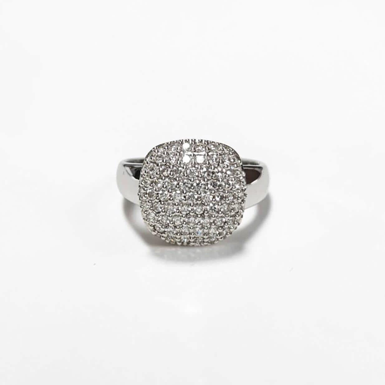 Sparkling Pavé Diamond Cushion Ring by KRAMIKE • Sterling Silver • Elegant for Everyday & Special Occasions • Perfect Gift for Wife • KR069