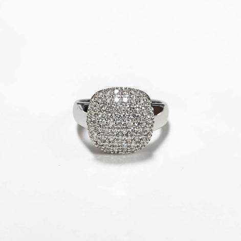 Sparkling Pavé Diamond Cushion Ring by KRAMIKE • Sterling Silver • Elegant for Everyday & Special Occasions • Perfect Gift for Wife • KR069