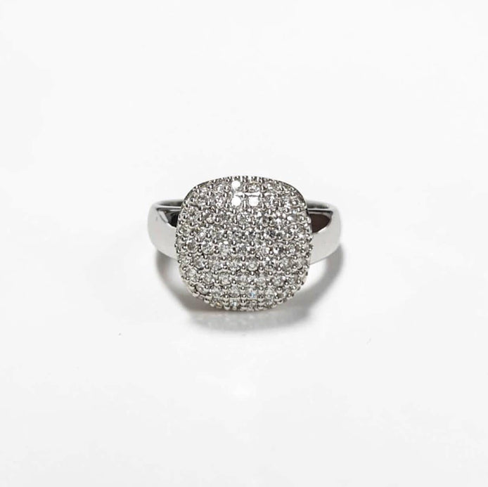 Sparkling Pavé Diamond Cushion Ring by KRAMIKE • Sterling Silver • Elegant for Everyday & Special Occasions • Perfect Gift for Wife • KR069