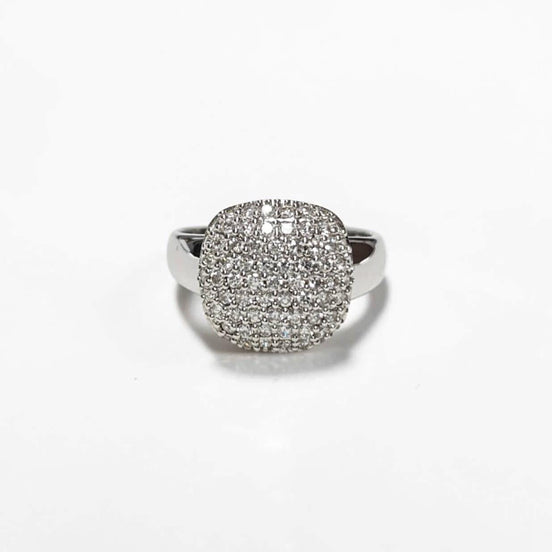 Sparkling Pavé Diamond Cushion Ring by KRAMIKE • Sterling Silver • Elegant for Everyday & Special Occasions • Perfect Gift for Wife • KR069